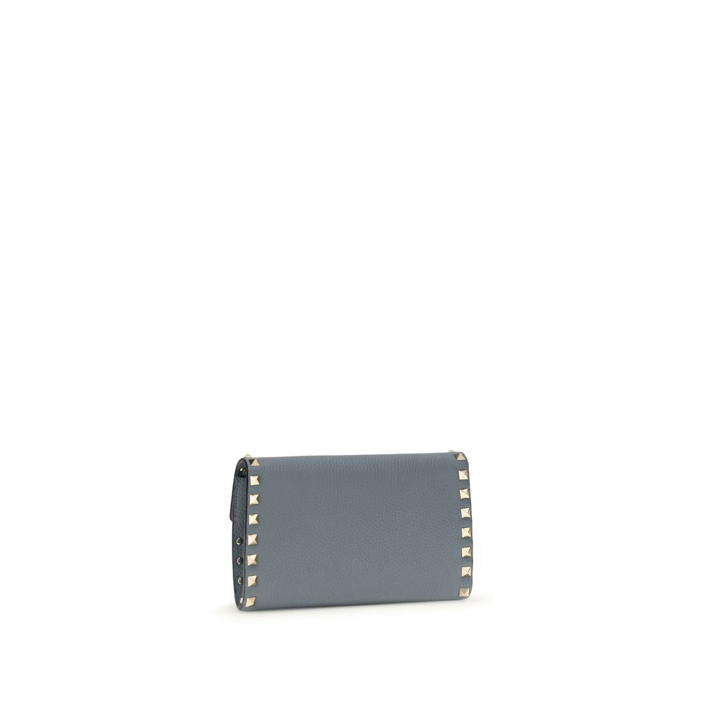 Rockstud Chain Wallet In Garnet Calfskin