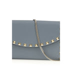 Rockstud Chain Wallet In Garnet Calfskin