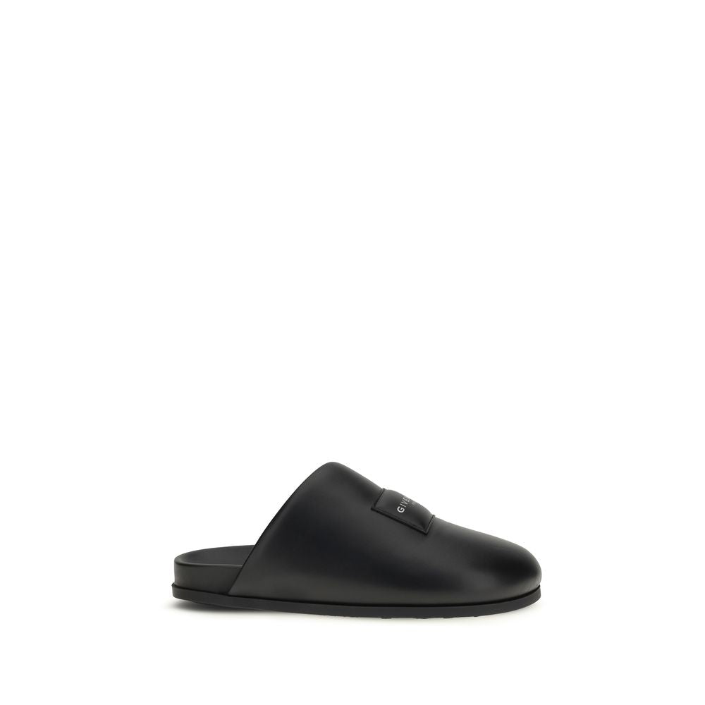 Padded Calf Leather Flat Mules