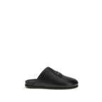 Padded Calf Leather Flat Mules