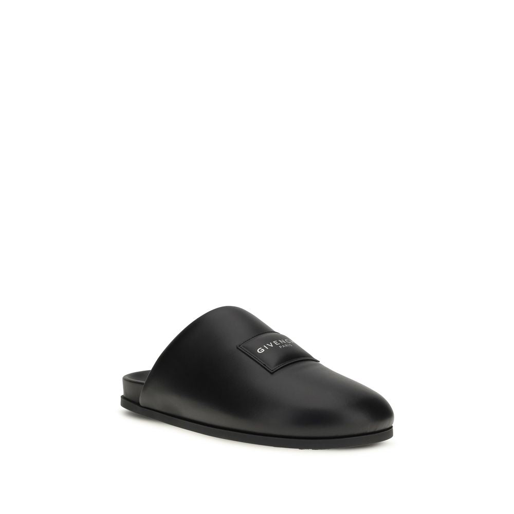 Padded Calf Leather Flat Mules