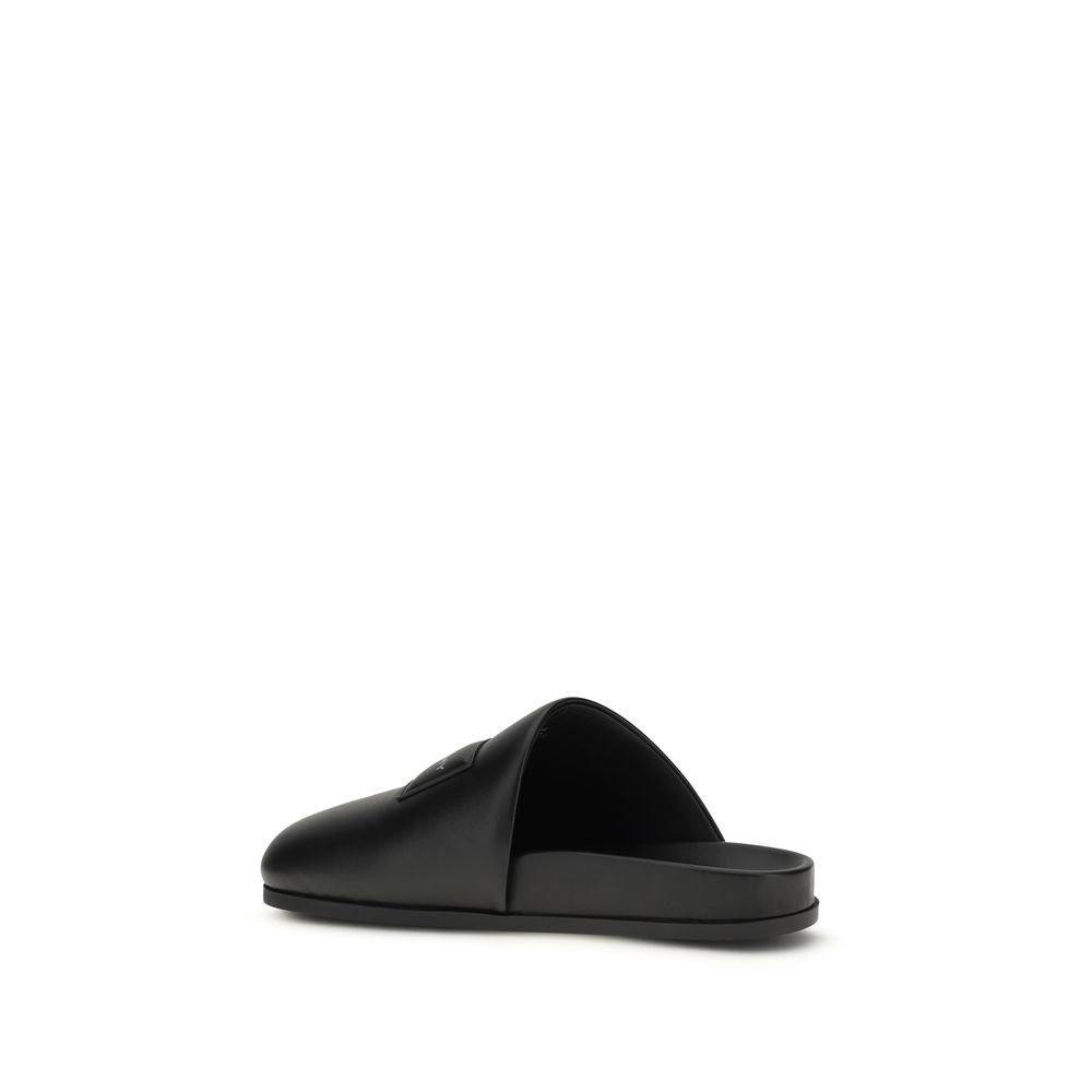 Padded Calf Leather Flat Mules