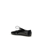 Rhea Lace-Up Ghillie Brogue Flats in Smoked Calf Leather