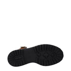 Brown Grained Leather Platform Sandals