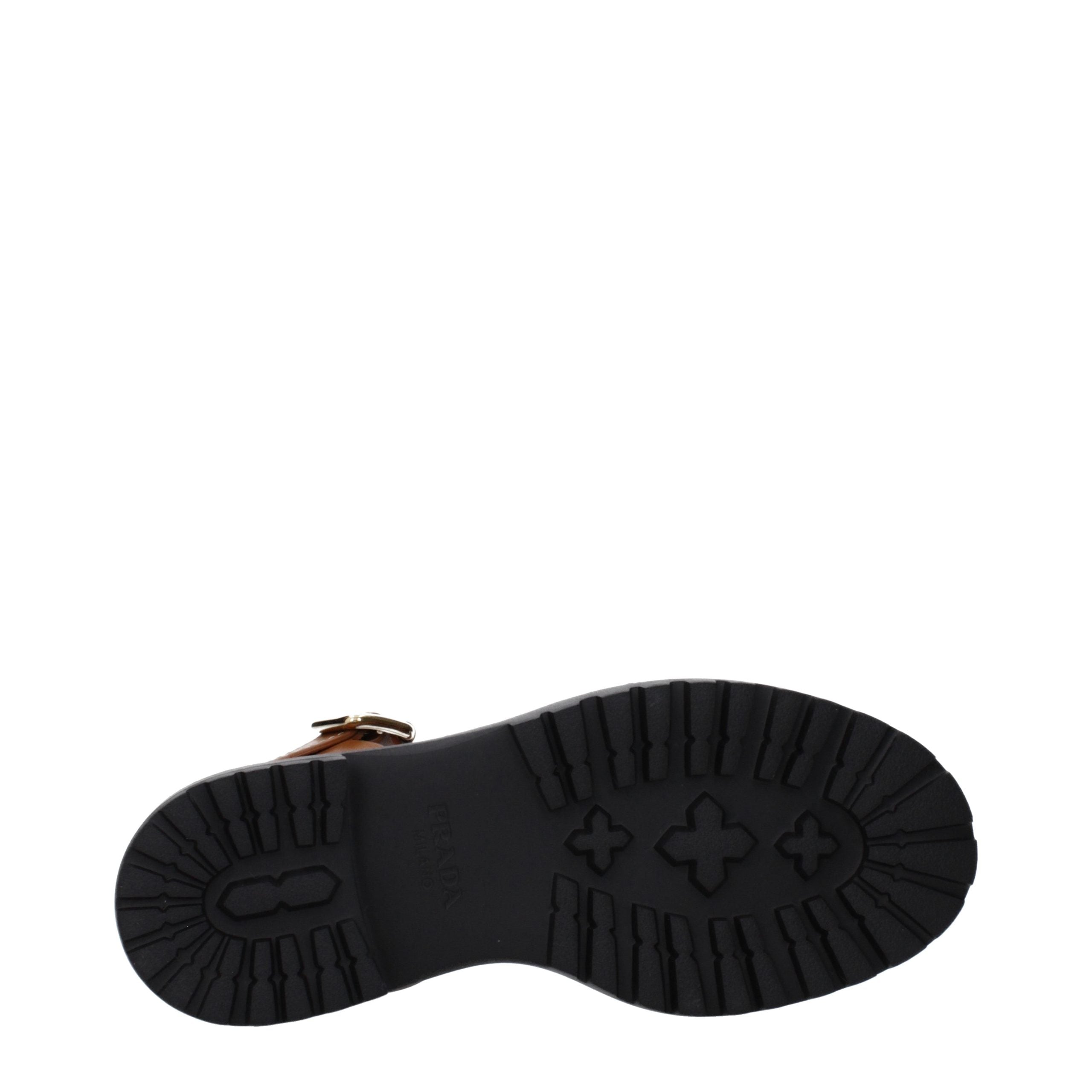Brown Grained Leather Platform Sandals