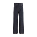 Blue Cotton Cropped Jeans