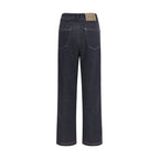 Blue Cotton Cropped Jeans