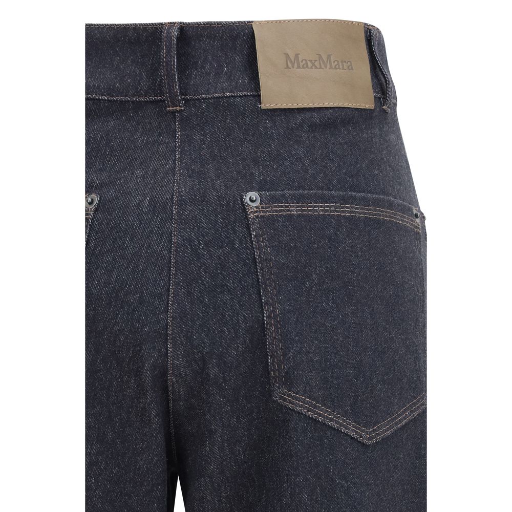 Blue Cotton Cropped Jeans