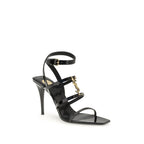 Black Patent Leather Cassandra Sandals Stiletto Heel