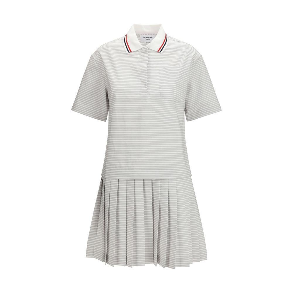 Gray Cotton Regular Fit Polo Dress