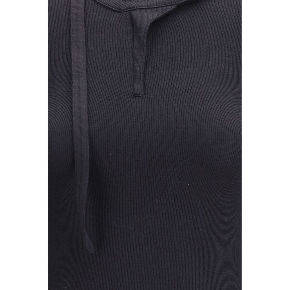 T Iara Ls Ribbed Cotton Zip-Neck Long-Sleeve Top