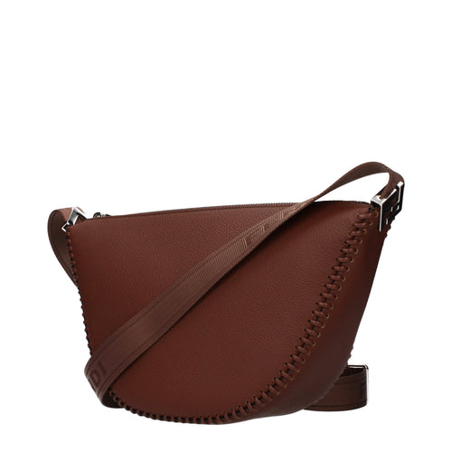 Brown Grained Leather Crossbody