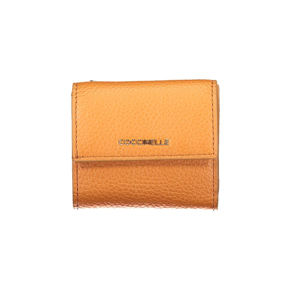 Metallic Soft Leather Wallet In Arancione
