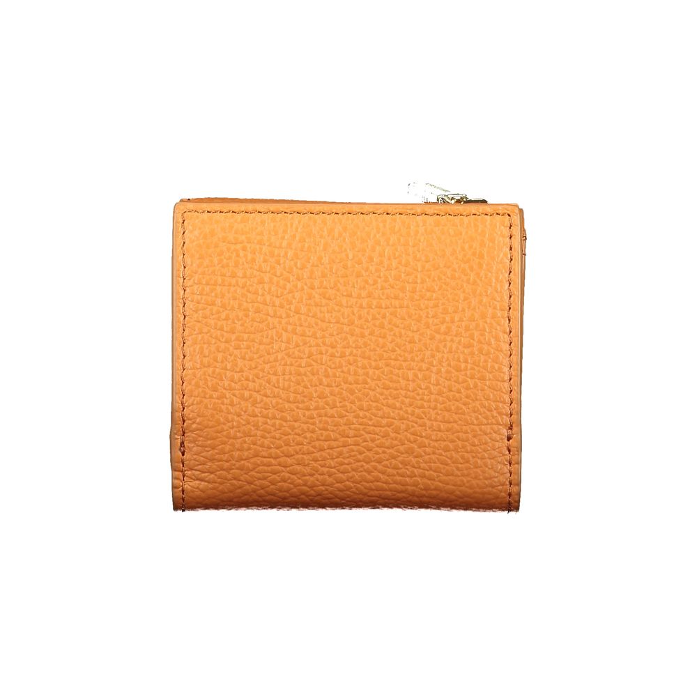 Metallic Soft Leather Wallet In Arancione