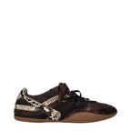 Brown Embroidered Low‑Top Sneakers