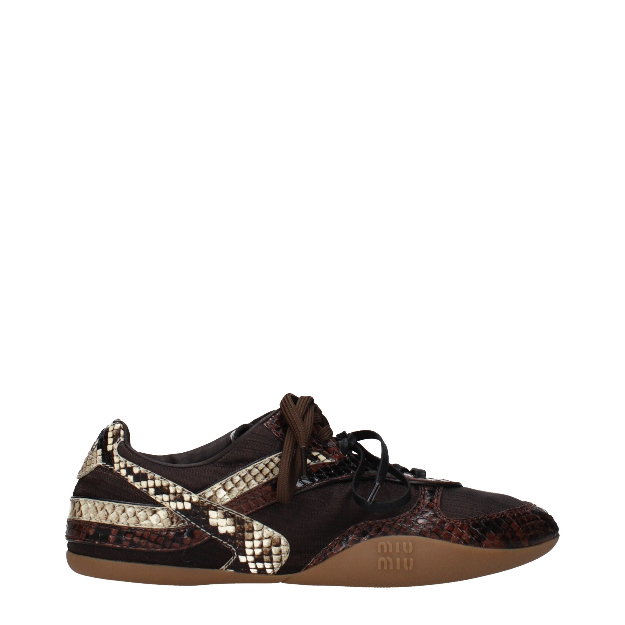 Brown Embroidered Low‑Top Sneakers