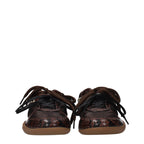 Brown Embroidered Low‑Top Sneakers