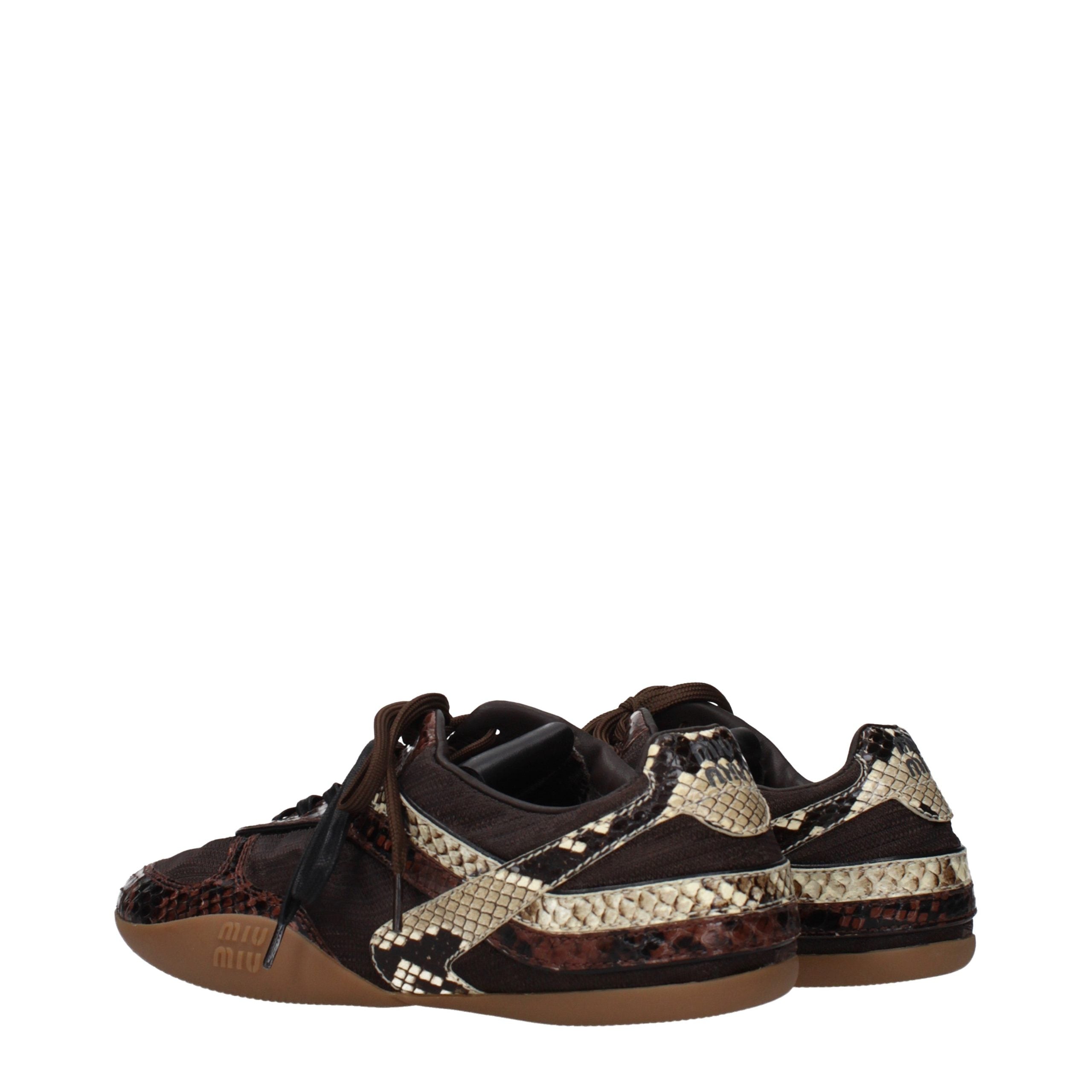 Brown Embroidered Low‑Top Sneakers