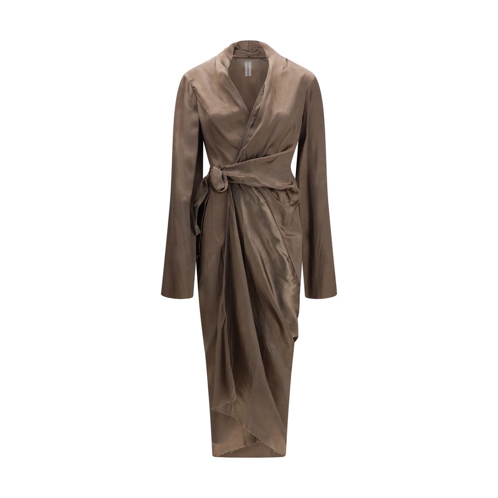 Asymmetric Draped Cupro Wrap Dress