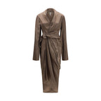 Asymmetric Draped Cupro Wrap Dress