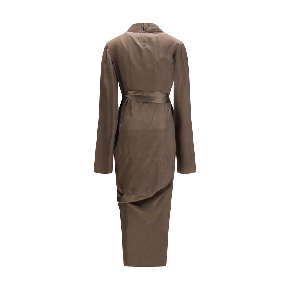 Asymmetric Draped Cupro Wrap Dress