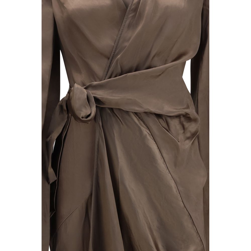 Asymmetric Draped Cupro Wrap Dress