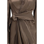 Asymmetric Draped Cupro Wrap Dress