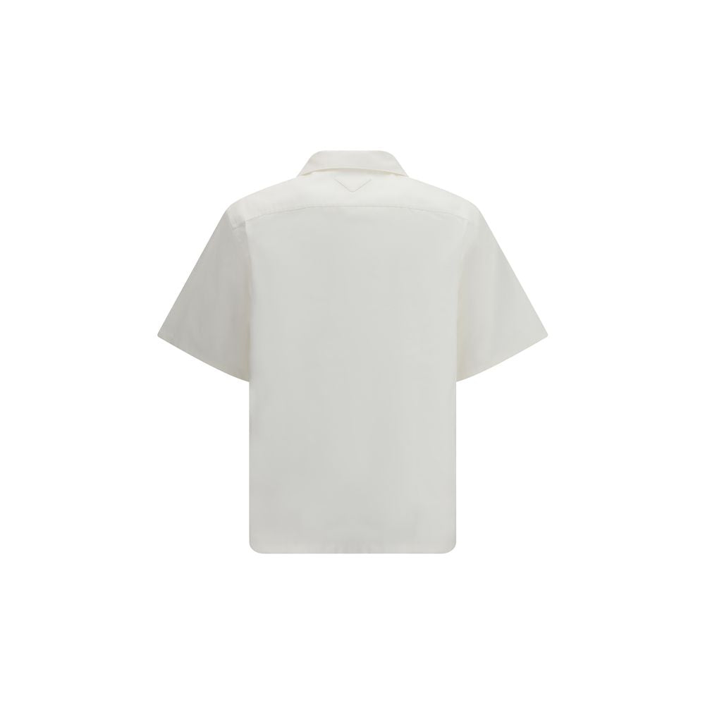 Cabin Printed Oversized White Cotton Shirt