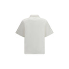 Cabin Printed Oversized White Cotton Shirt