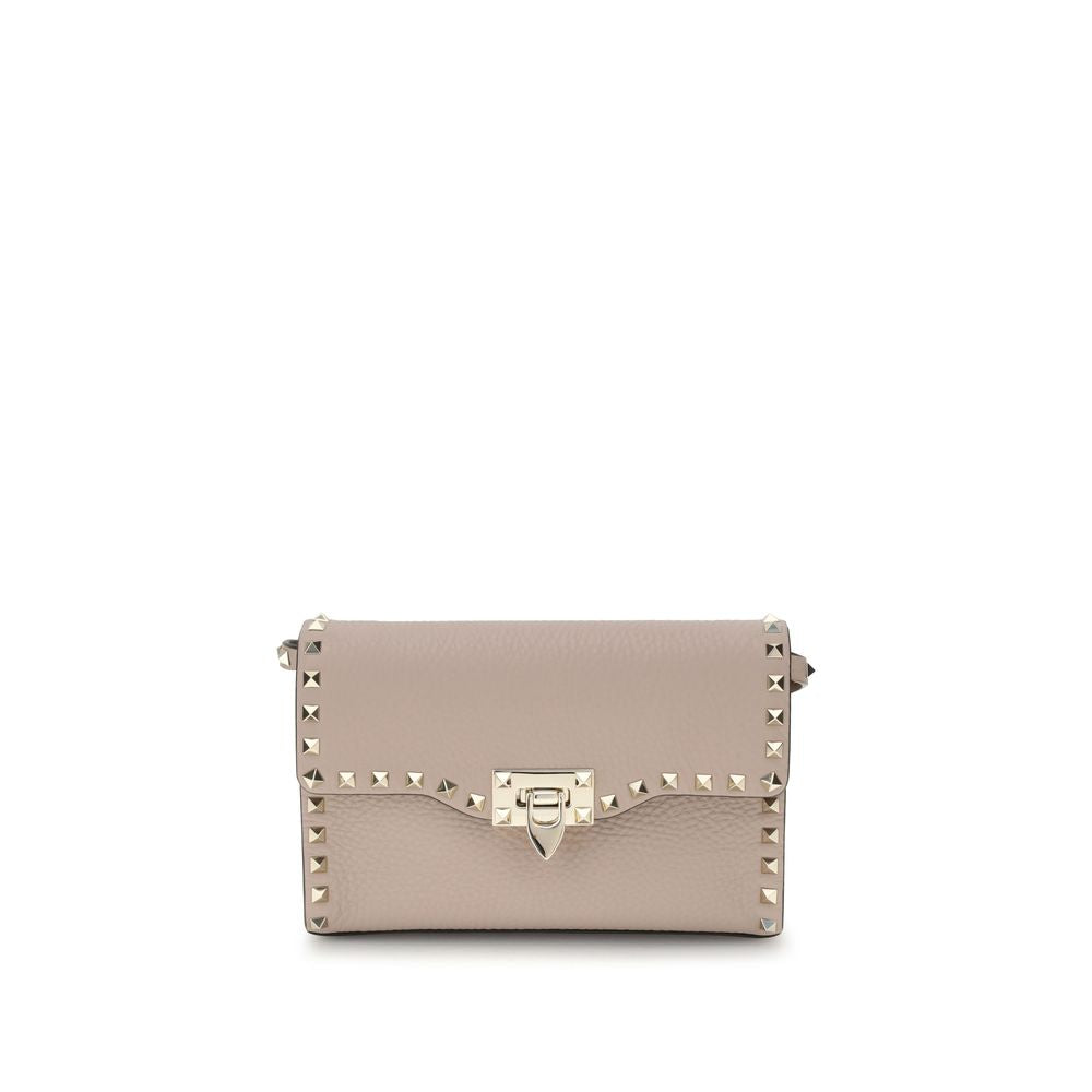 Grained Calfskin Rockstud Shoulder Bag