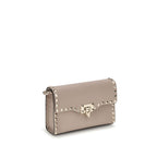 Grained Calfskin Rockstud Shoulder Bag