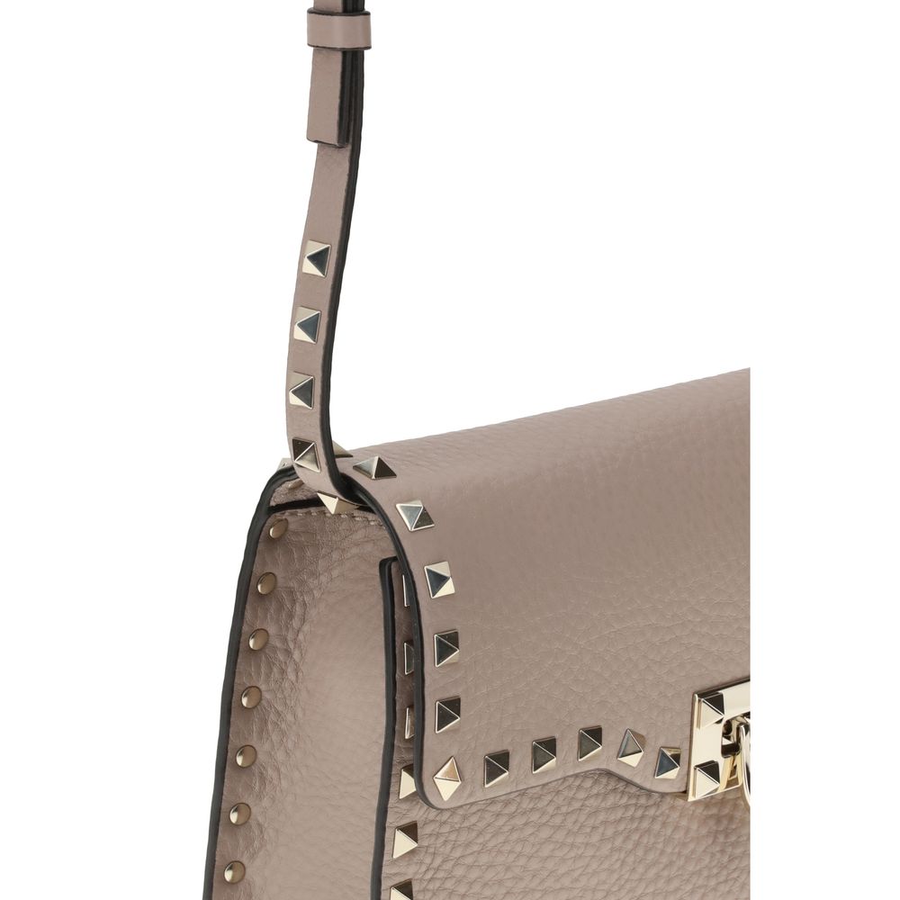 Grained Calfskin Rockstud Shoulder Bag