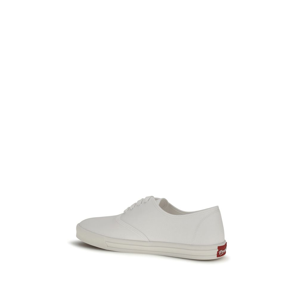 White Cotton Drill Low Top Sneakers