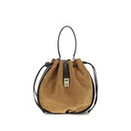 Crocodile-Print Suede Hug Bucket Bag