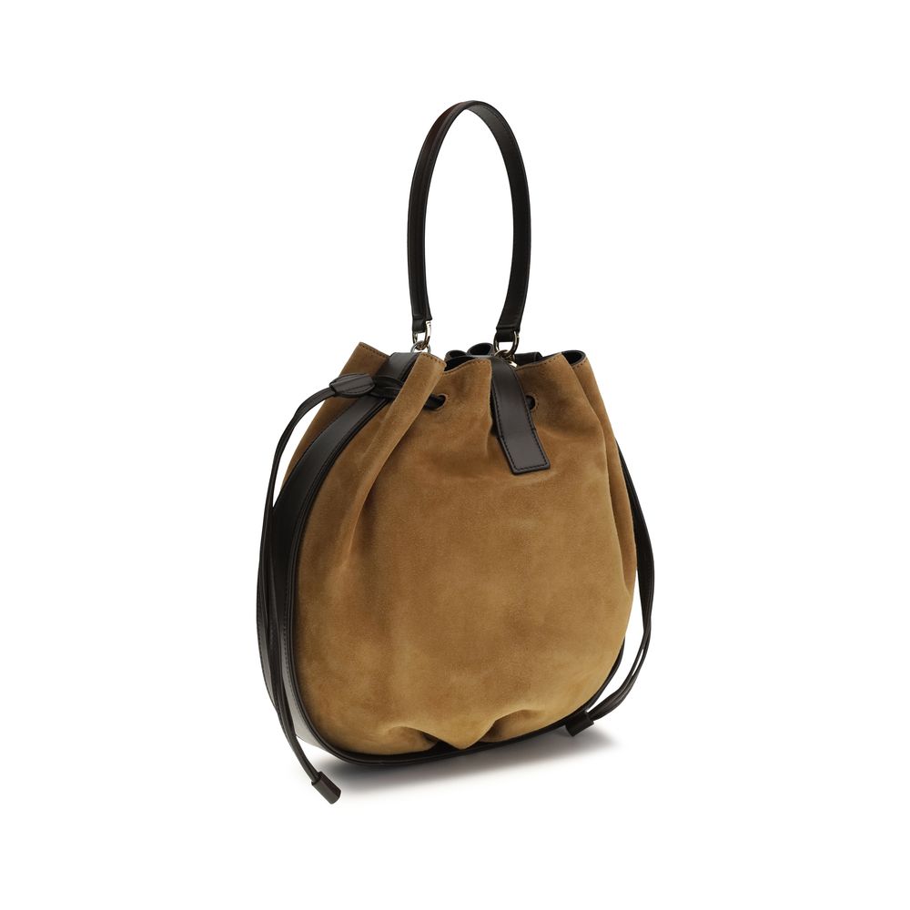 Crocodile-Print Suede Hug Bucket Bag