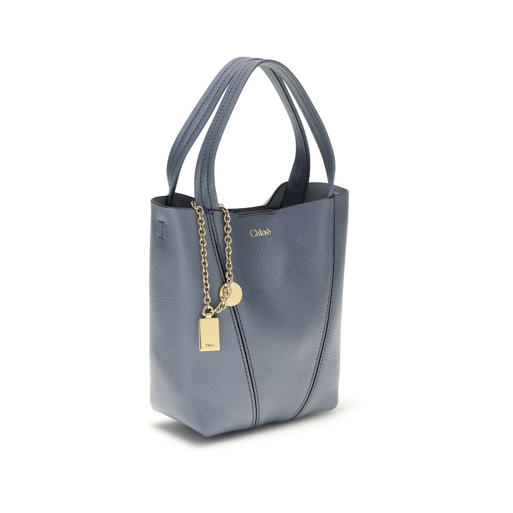 Shiny Grained Calf Leather Spin Shoulder Bag