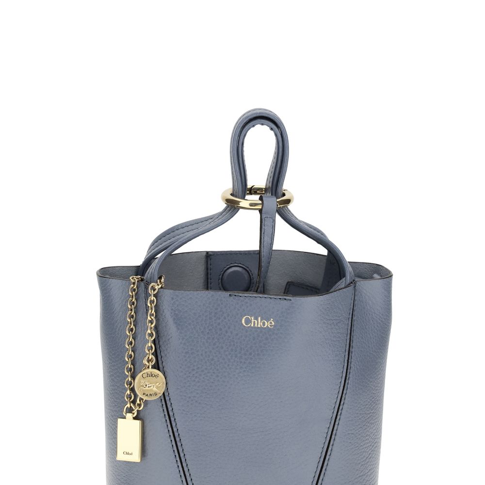 Shiny Grained Calf Leather Spin Shoulder Bag