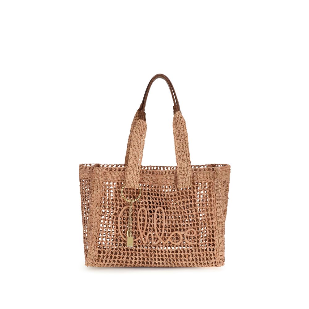 Raffia Buffalo Leather Tote Bag