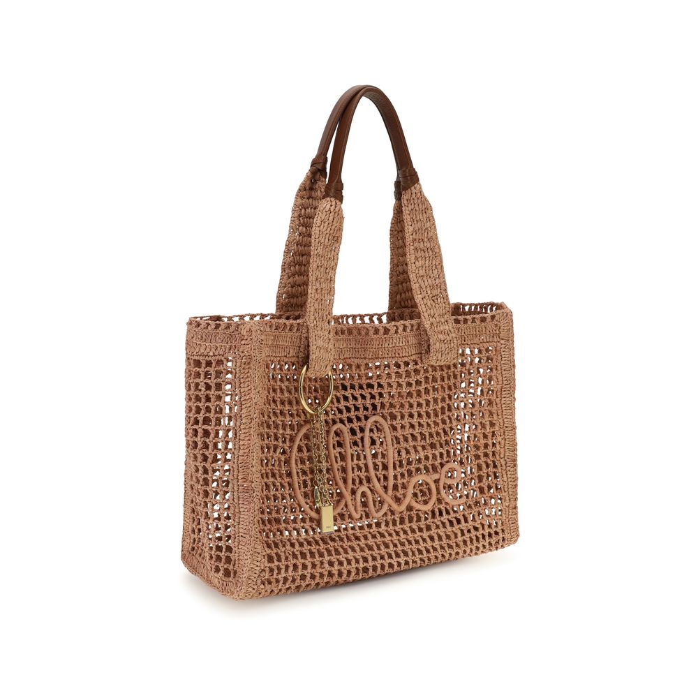 Raffia Buffalo Leather Tote Bag