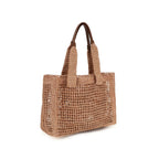 Raffia Buffalo Leather Tote Bag