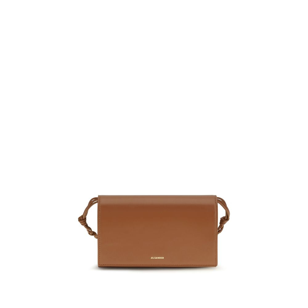 Brown Tangle Wallet With Shoulder Strap