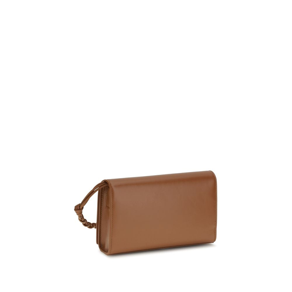 Brown Tangle Wallet With Shoulder Strap