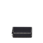 Rockstud Wallet In Black Calf Leather