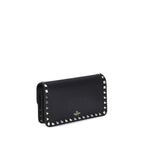 Rockstud Wallet In Black Calf Leather
