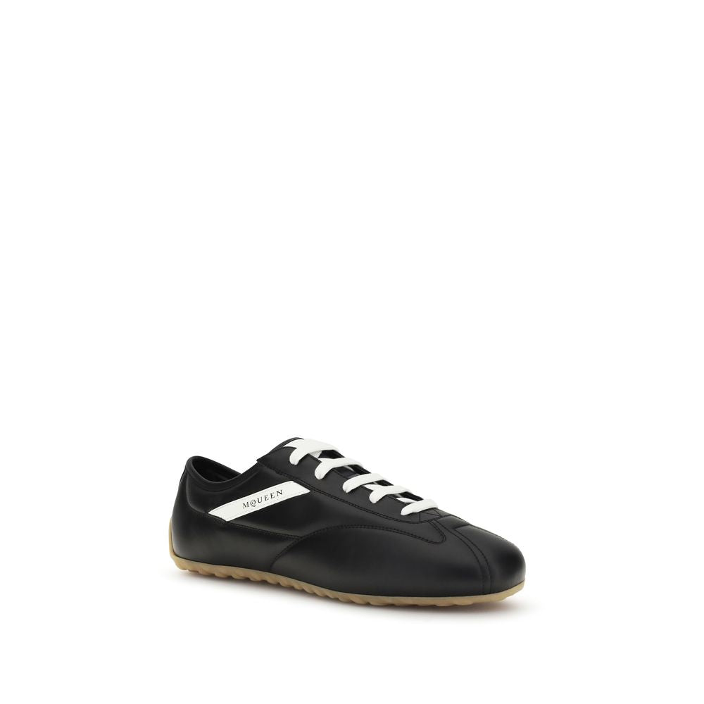 Black Calf Leather Low Boxer Sneakers