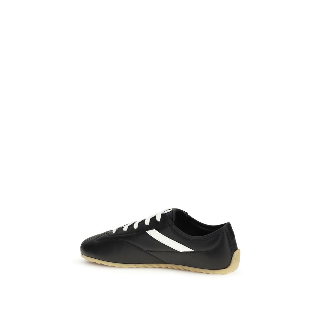 Black Calf Leather Low Boxer Sneakers