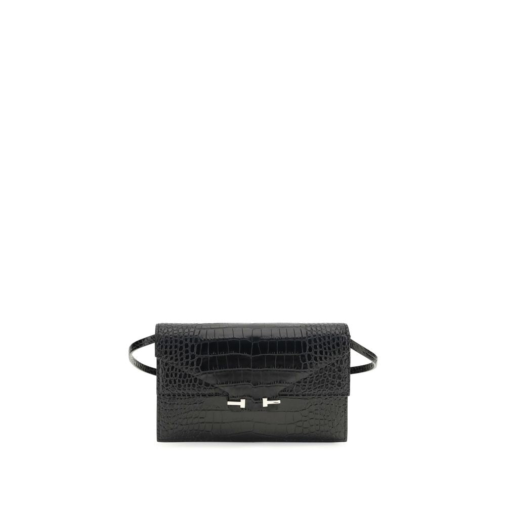 Calf Leather Crocodile-Effect Shoulder Bag