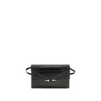 Calf Leather Crocodile-Effect Shoulder Bag