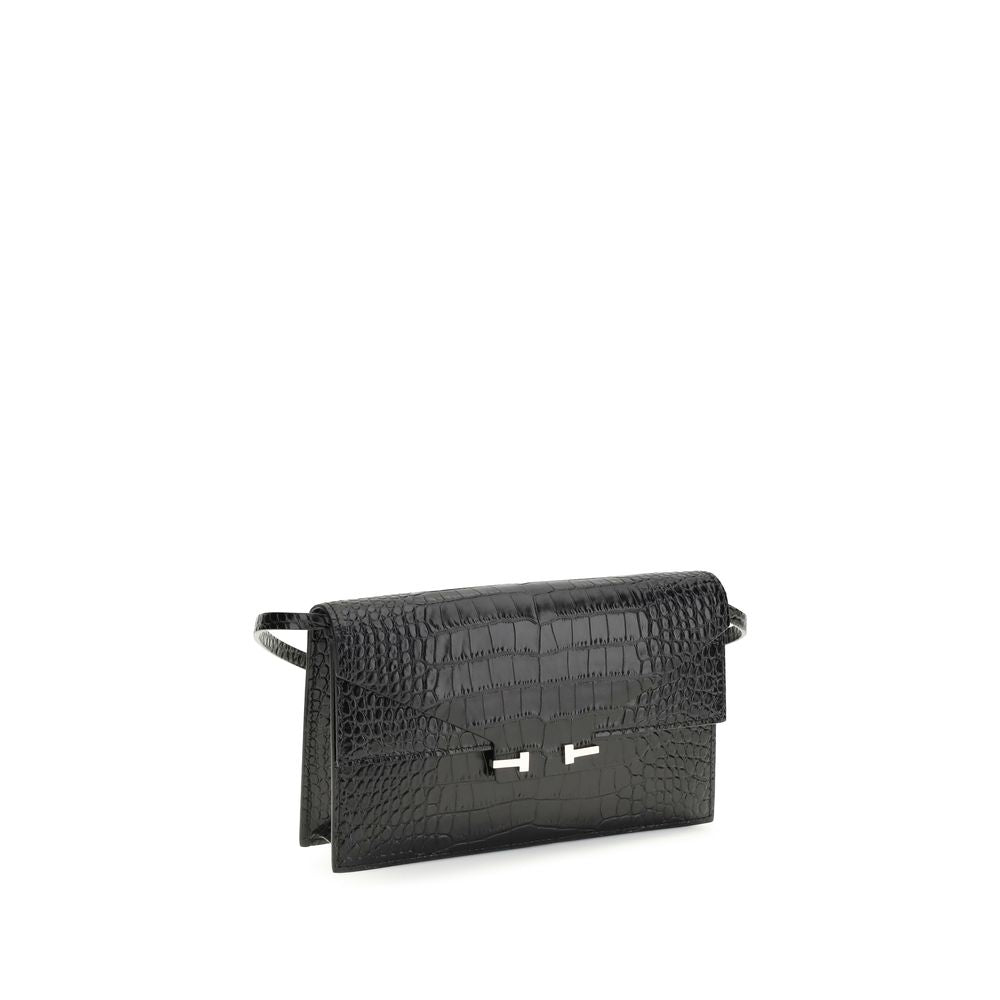 Calf Leather Crocodile-Effect Shoulder Bag