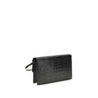 Calf Leather Crocodile-Effect Shoulder Bag